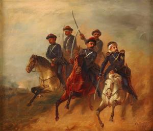 rydholm sven leonard 1821-1885,Ryska kavallerister,1871,Stockholms Auktionsverket SE 2016-06-07