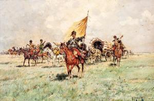 RYLSKI Adolf 1854,Kozákok vonulása a sztyeppén,Nagyhazi galeria HU 2019-12-03