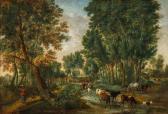 RYSBRAECK Pieter Andreas,A wooded landscape with animals near a fording,Palais Dorotheum 2023-06-21