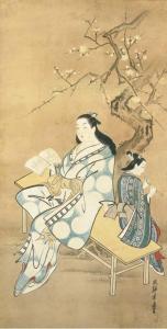 ryugetsu kanshoken 1700-1800,Courtesan and flute player,Christie's GB 2005-03-29
