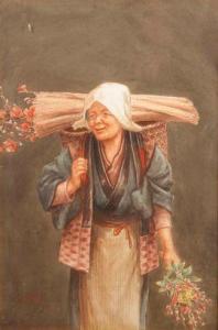 RYUKO TSUTAYA 1868-1933,Ramasseuse de fleurs,Brissoneau FR 2021-11-26