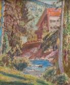 RZEPIŃSKI Czesław 1905-1995,Landscape with a house and a bridge,Desa Unicum PL 2019-11-12