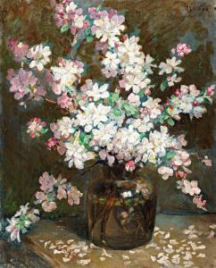 SáNDOR Oláh 1886-1966,Cherry-tree-branches in vase,Nagyhazi galeria HU 2017-12-05