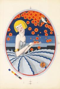 SÉNÉCHAL Adrien 1869-1974,WOMAN WITH FLOWERS,1925,Swann Galleries US 2016-08-03