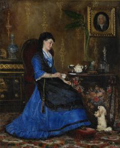 SÖDERGREN Sophia Johanna 1847-1923,Damen i blått,Stockholms Auktionsverket SE 2011-12-06