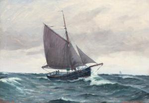 SÖRENSEN ENSLEW Laurits 1867,Seascape with fishing boat,1977,Bruun Rasmussen DK 2018-02-12