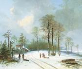 SÖRENSEN Jacobus Lorenz 1812-1857,Figures on a snow-covered forest path,Christie's GB 2005-04-26
