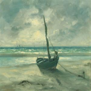 SÖRENSEN Laurits 1865,A fishing boat on the beach,Bruun Rasmussen DK 2016-02-29