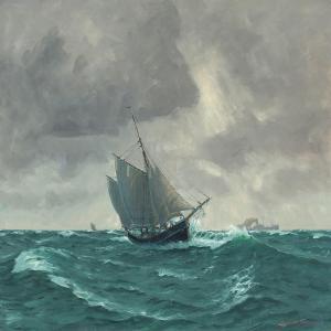 SÖRENSEN Laurits 1865,Ships in rough seas,Bruun Rasmussen DK 2016-01-18