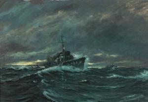 SÖRENSEN Laurits 1865,Warships in stormy weather,Bruun Rasmussen DK 2017-07-03