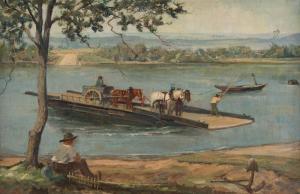 SÜNNEN Josef 1896-1969,Ferry crossing a river,1939,Hargesheimer Kunstauktionen DE 2018-09-22