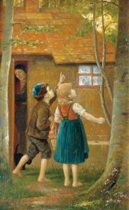 SÜSS Josef Johann 1857-1937,Jewish children in the garden,Tiroche IL 2014-02-01