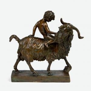 SAABYE August Wilhelm 1823-1916,Boy on a Billy Goat,Stahl DE 2023-06-23