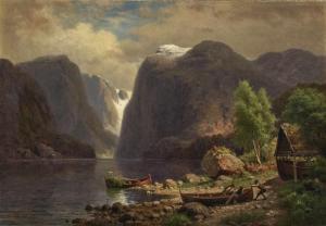 SAAL Georg Eduard Otto 1818-1870,Fjord Landscape with Figure Scenery,1859,Neumeister DE 2020-05-06