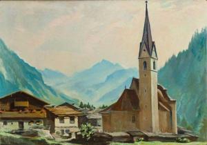 SAAL Rudolf 1892-1960,Blick auf Kals am Großglockner mit der Kirche St.Georg,Zeller DE 2014-09-18