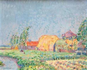 SAALBORN Louis 1890-1957,A landscape with a farm and haystacks,Venduehuis NL 2021-05-26