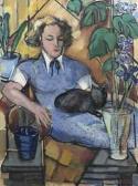 SAALBORN Louis 1890-1957,Woman with a cat,1950,Christie's GB 2011-03-08