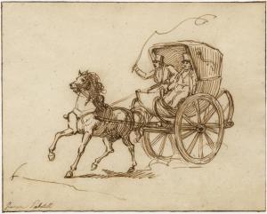 SABATELLI Giuseppe 1813-1843,One-horse carriage with two travellers,Galerie Koller CH 2016-09-23