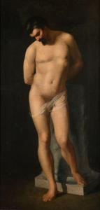 SABATELLI Luigi I,Nudo accademico poggiato alla colonna,1792,Casa d'Aste Arcadia 2024-04-17