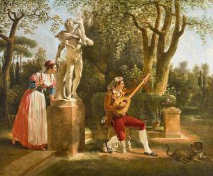 SABLET Jacques, le Jeune 1749-1803,A young woman listening to a guitar player in a p,1791,Sotheby's 2023-07-06