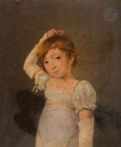 SABLET LE ROMAIN Jean François,Jeune fille accrochant un peigne à ses cheveux,Ader 2023-04-25