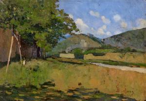 SACHERI Giuseppe 1863-1950,Norditalienische Landschaftsstudie,Van Ham DE 2019-05-16