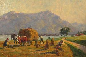 SACHS Alfred 1907-1990,Haying near the Chiemsee, Switzerland,1922,Bonhams GB 2010-05-09