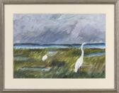 SACHSE Janice R 1908-1998,Egrets in Marshland,New Orleans Auction US 2012-03-03