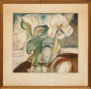 SACHSE Janice R 1908-1998,Still Life of Magnolias,1939,Neal Auction Company US 2021-08-04