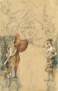 SACK Eduard 1857-1913,Entwurfsskizze im Maßstab 1:20 mit allegorischen Figuren,Kaupp DE 2007-05-10