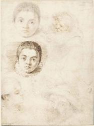 SAENREDAM Jan Pietersz. 1565-1607,A double-sided sheet of studies of heads,Christie's GB 2014-12-10
