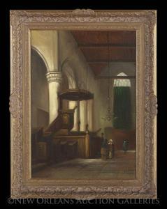 SAENREDAM Pieter Jansz 1597-1665,Cathedral Interior with Figures,New Orleans Auction US 2016-03-12