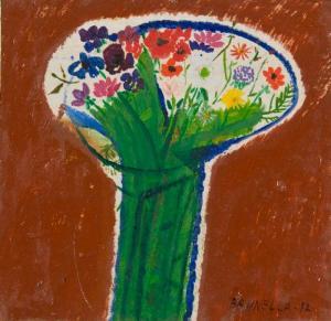 SAETTI Brunella,Piccolo mazzo di fiori su fondorosso,1972,Fabiani Arte IT 2010-12-09