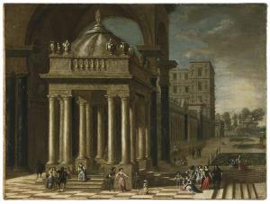 Saey Jacobus Ferdinandus 1658-1726,A Classical Portico with Fountain,Brunk Auctions US 2017-03-24