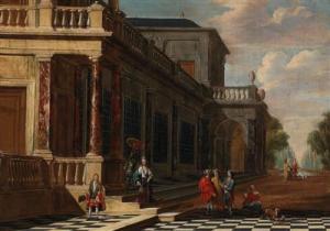 Saey Jacobus Ferdinandus 1658-1726,An elegant party in front of a palace,Palais Dorotheum 2017-04-25