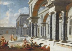 Saey Jacobus Ferdinandus 1658-1726,Repas devant un palais architecturé,Mercier & Cie FR 2019-02-10