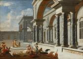 SAEYS Jakob Ferdinand 1658-1725,Repas en galante compagnie devant le palais,Horta BE 2016-12-12