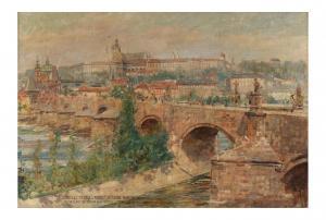 SAFARIK Jan 1888-1947,Le pont Charles, à Prague,1911,Cornette de Saint Cyr FR 2023-05-11