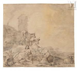 SAFTLEVEN Cornelius 1607-1681,Bergers et leur troupeau,1661,Millon & Associés FR 2023-11-23