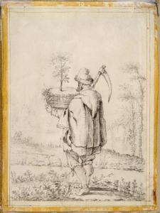 SAFTLEVEN Cornelius 1607-1681,Farmer with scythe and small tree,Galerie Koller CH 2024-03-22