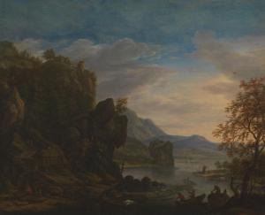 SAFTLEVEN II Herman,Rhenish Landscape with Loggers on a Riverbank,Aspire Auction 2014-09-06