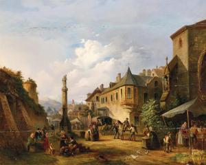 SAGER Franz 1821-1891,A bustling market scene,1853,Palais Dorotheum AT 2024-02-21