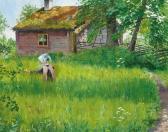 SAGER NELSON Olof 1868-1896,Girl in the summer green,1889,Bruun Rasmussen DK 2017-09-19