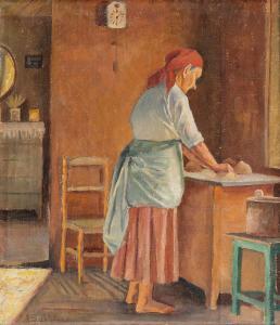 SAHLSTEN Anna 1859-1931,WOMAN BAKING,Bukowskis SE 2013-06-05
