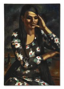 Said Mahmoud 1897-1964,Fille à l\’imprimé (Girl in a printed dress),1938,Christie's GB 2023-11-09