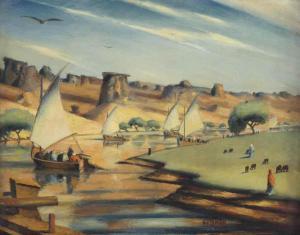 Said Mahmoud 1897-1964,Le Nil à El Derr (Nubie) (The Nile in El Derr, Nub,Christie's GB 2016-03-16