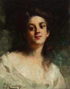 SAINT CHARLES Joseph 1868-1956,Portrait d'une jeune fille,1906,Heffel CA 2023-11-30