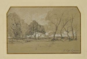 SAINT CYR GIRIER Jean Aime 1837-1912,Le paysage aux arbres,Osenat FR 2011-04-10