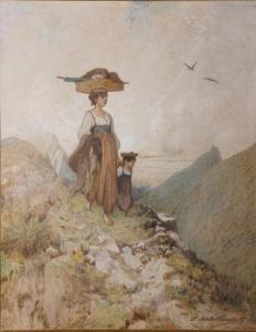 SAINT FRANCOIS Leon Joly 1822-1886,Mère et enfant dans la montagne,1867,Rossini FR 2020-07-22