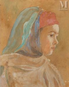 SAINT PIERRE Gaston Casimir 1833-1916,Jeune fille au hijab rouge,Millon & Associés FR 2023-10-11